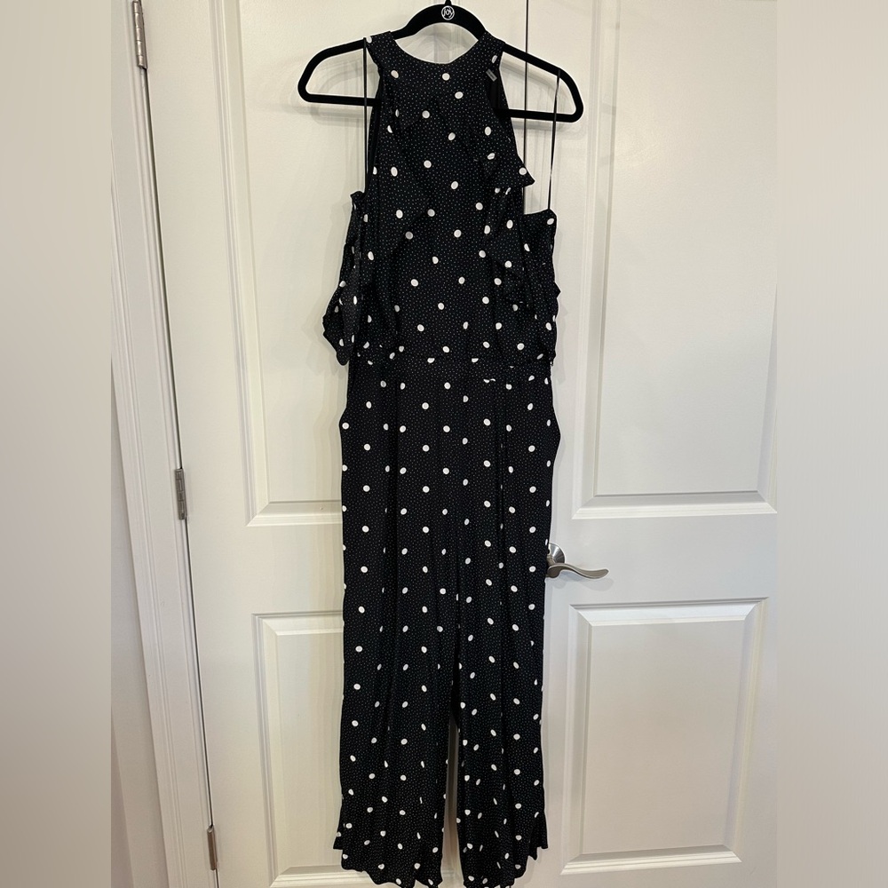 1. State Halter Open Back Jumpsuit with Arm Drape Detail